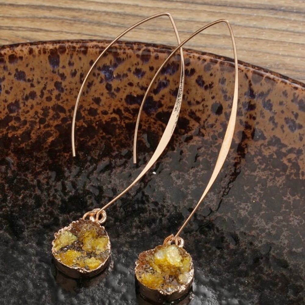 Anthropologie Yellow Poly resin Round Drop Earrings.